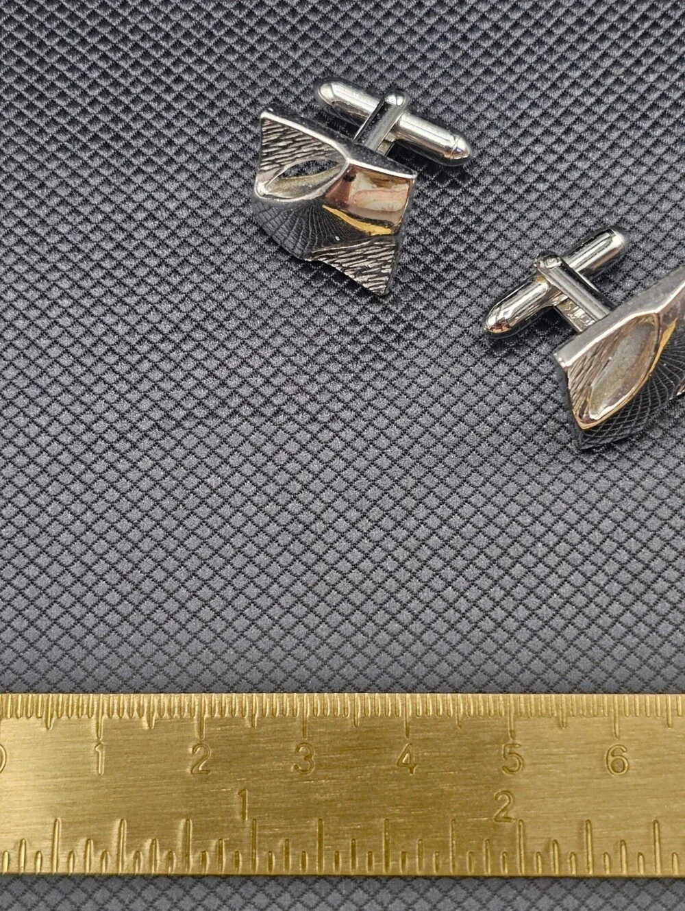 Modern Silver Tone Abstract Design Cufflinks
